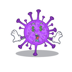Rich bovine coronavirus with Money eye mascot character style