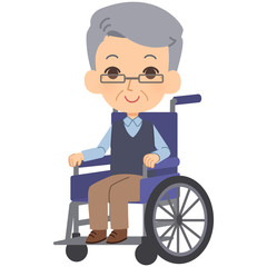 車椅子に乗った老人
