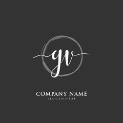 Handwritten initial letter G V GV for identity and logo. Vector logo template with handwriting and signature style.