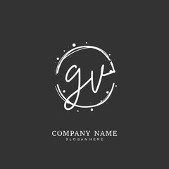 Handwritten initial letter G V GV for identity and logo. Vector logo template with handwriting and signature style.