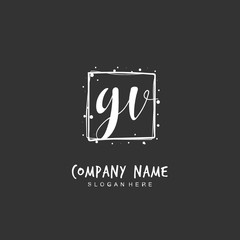 Handwritten initial letter G V GV for identity and logo. Vector logo template with handwriting and signature style.