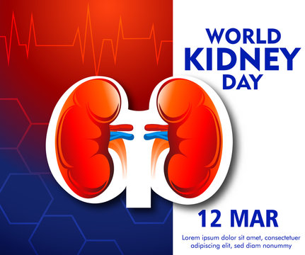 Illustration Of World Kidney Day Poster Or Banner Background.Kidney care logo design. Urology vector design. World kidney day logotype
