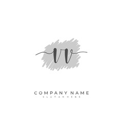 Obraz premium Handwritten initial letter V VV for identity and logo. Vector logo template with handwriting and signature style.