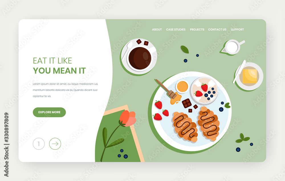 Canvas Prints eat a lot vector website landing page design template