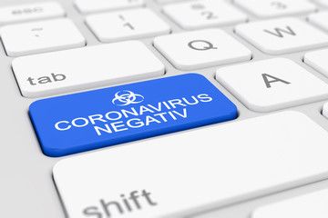 3d Illustation - Tastatur - Coronavirus Negativ - Covid-19 - SARS-CoV-2