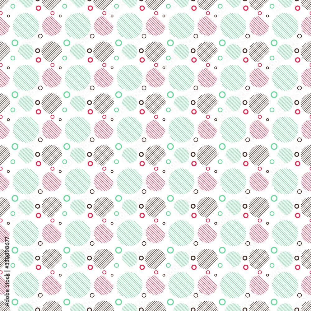 Poster abstract vector seamless pattern with color circles and rings.