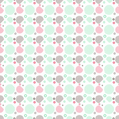 Abstract vector seamless pattern with color circles and rings.