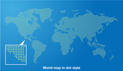 地図素材：世界地図　ドット　タイル　インフォグラフィック　ダイアグラム　モザイク