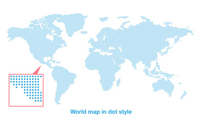 地図素材 世界地図 ドット タイル インフォグラフィック ダイアグラム モザイク Wall Mural Design Box