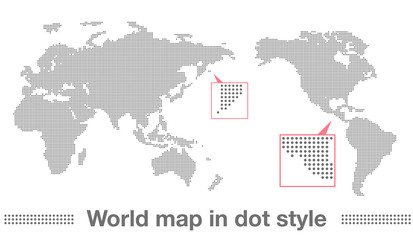 地図素材：世界地図　ドット　タイル　インフォグラフィック　ダイアグラム　モザイク