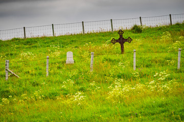 Fototapeta na wymiar Old cemetery graveyard on Andoya, Norway