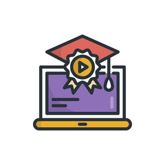 Learning Filled Outline Vector icon Illustration