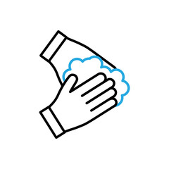 Hands Wash With Soap Icon Vector. Outline Hand Washing With Soap Sign. Isolated Contour Symbol Illustration.