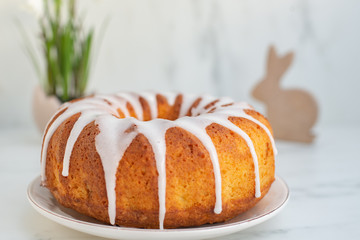 home made apple carrot sponge cake for easter