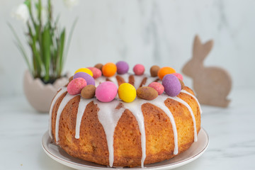 home made apple carrot sponge cake for easter