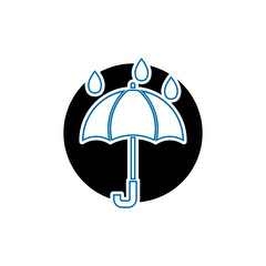 Blue umbrella icon isolated on white background 