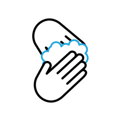 Obraz premium Hands Wash With Soap Icon Vector. Outline Hand Washing With Soap Sign. Isolated Contour Symbol Illustration.