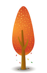 Vector tree in autumn season. Game UI flat. Isolated stock illustration on white background.