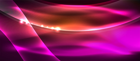 Abstract background. Shiny design neon waves with light effects, techno trendy design. Vector Illustration For Wallpaper, Banner, Background, Card, Book Illustration, landing page