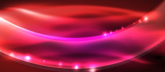 Abstract background. Shiny design neon waves with light effects, techno trendy design. Vector Illustration For Wallpaper, Banner, Background, Card, Book Illustration, landing page