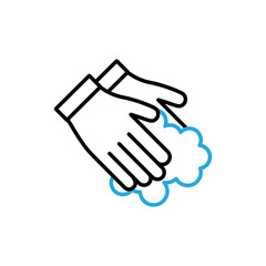 Hands Wash With Soap Icon Vector. Outline Hand Washing With Soap Sign. Isolated Contour Symbol Illustration.