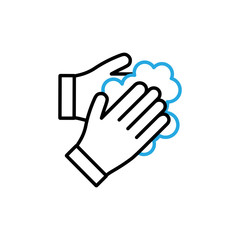 Hands Wash With Soap Icon Vector. Outline Hand Washing With Soap Sign. Isolated Contour Symbol Illustration.