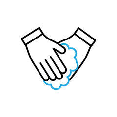 Hands Wash With Soap Icon Vector. Outline Hand Washing With Soap Sign. Isolated Contour Symbol Illustration.