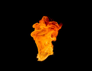 Flames of flame on the black background
