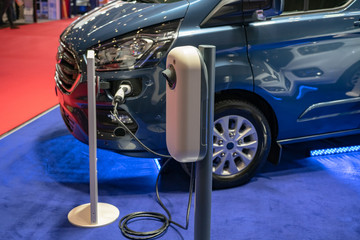 Fototapeta premium electric car charge of the station, fragment