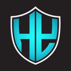 HY Logo monogram with shield shape isolated blue colors on outline design template