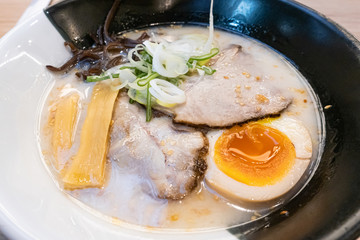 Japanese ramen with shashu pork and soft boiled egg