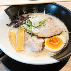 Japanese ramen with shashu pork and soft boiled egg