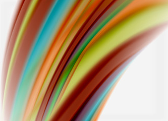 Wave lines abstract background, smooth silk design with rainbow style colors. Liquid fluid color waves. Vector Illustration