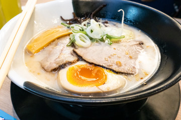 Japanese ramen with shashu pork and soft boiled egg