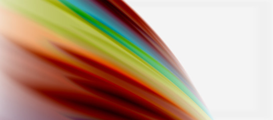 Wave lines abstract background, smooth silk design with rainbow style colors. Liquid fluid color waves. Vector Illustration