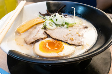 Japanese ramen with shashu pork and soft boiled egg