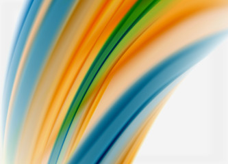 Wave lines abstract background, smooth silk design with rainbow style colors. Liquid fluid color waves. Vector Illustration