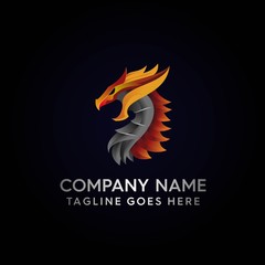 Mascot Dragon with Gradient and modern Logo Design