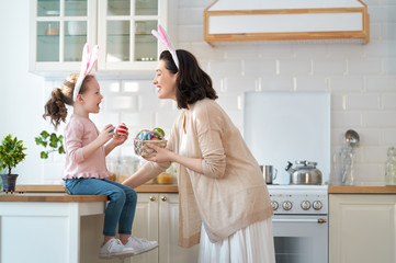family preparing for Easter