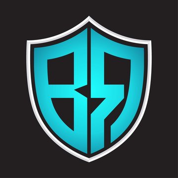 recommend clip art: BR Logo monogram with shield shape isolated blue colors on outline design template