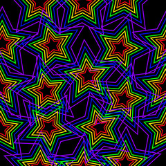 Five-pointed stars in each other of various colors.