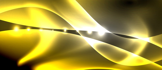 Abstract background. Shiny design neon waves with light effects, techno trendy design. Vector Illustration For Wallpaper, Banner, Background, Card, Book Illustration, landing page