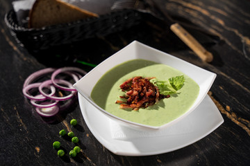 vegetable broccoli soup, green soup, oriental cuisine