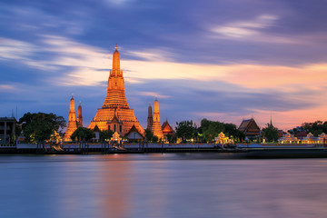 Beautiful temple. Wat Arun Temple at twilight time in bangkok Thailand. Landmark of Thailand