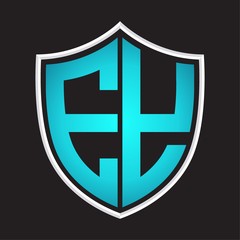EY Logo monogram with shield shape isolated blue colors on outline design template