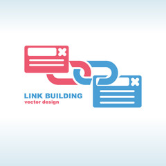 Link building service. Glyph icon link. Seo concept. Vector illustration flat design. Isolated on white background. Building color silhouette.