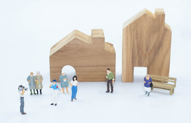 The miniature News Reporter report the people life in the city prople wearing mask to protect Coronavirus or COVID-19 isolate on white background