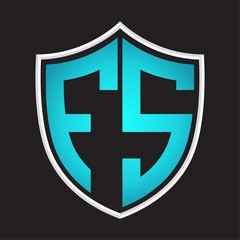 Obraz premium FS Logo monogram with shield shape isolated blue colors on outline design template