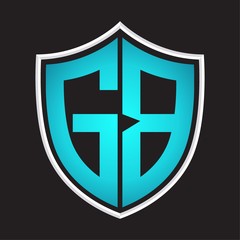 GB Logo monogram with shield shape isolated blue colors on outline design template
