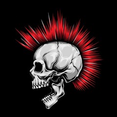 skull punk red hair vector